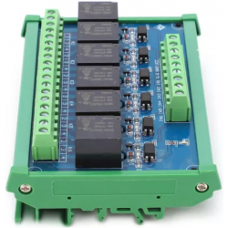 Moduł przekaźnikowy izolowany 6 kanałowy 12V PLC na szynę DIN